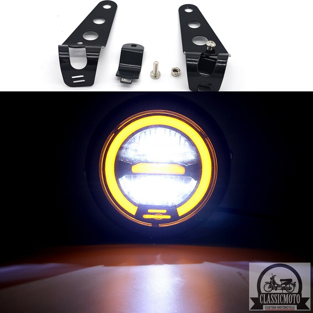 Đèn pha led ⭐𝑭𝑹𝑬𝑬𝑺𝑯𝑰𝑷⭐  Đèn pha led xe máy class độ Harley Cafe Racer Chopper Bobber CG125 GN125