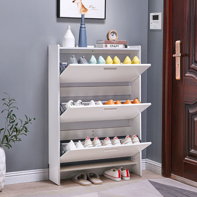 Tủ giày siêu mỏng cho lối vào hộ gia đình, có sức chứa lớn 17cm và tiết kiệm diện tích, giá để đơn giản <