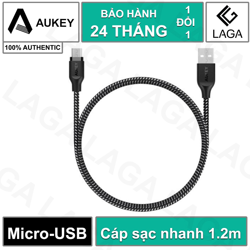 [Freeship toàn quốc từ 50k] Cáp Sạc Aukey Micro USB Nylon Cao Cấp 1.2m - CB-AM1