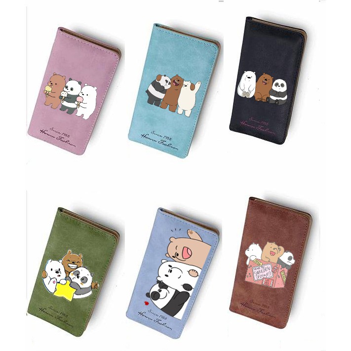 Ví 3 anh em gấu bare bear da lộn dạng dài VLDI1 bóp cầm tay cute dễ thương