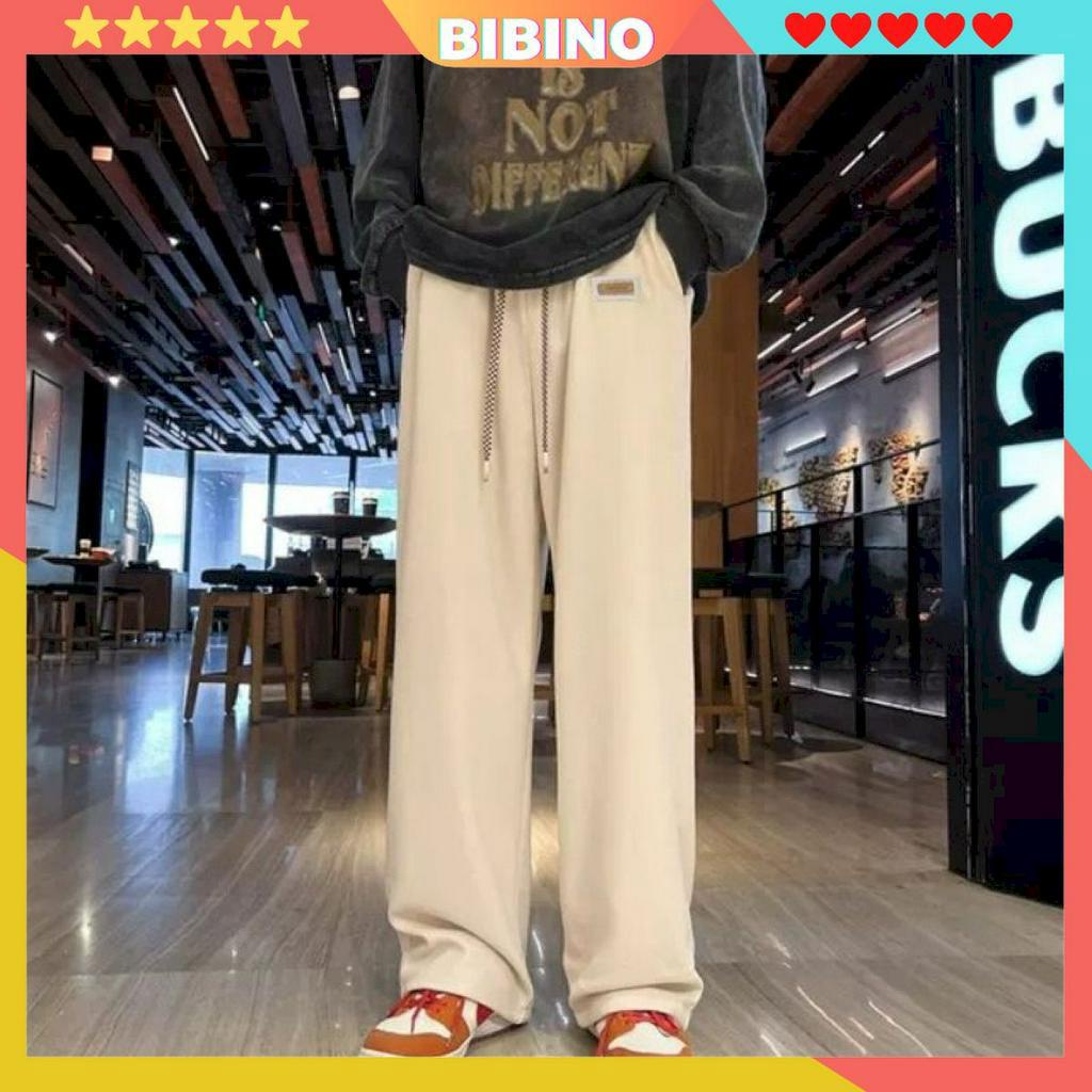 Quần ống suông form rộng nam nữ vải cotton tổ ong đẹp BIBINO Quần ống rộng baggy thời trang hàn quốc dày dặn mát mẻ QN04