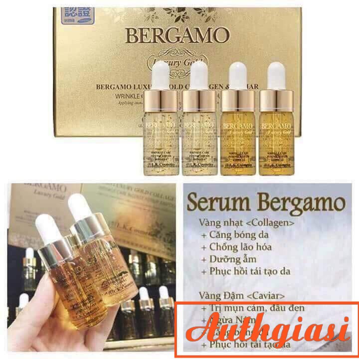 Serum Bergamo Snow White Vita dưỡng trắng \ Luxury Gold phục hồi da \ Pure Snail cấp ẩm 13ml