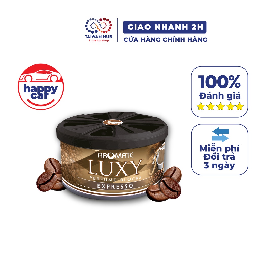 ✚Sáp thơm Cafe Espresso AROMATE LUXY cà phê 46g để phòng nước hoa ô tô khử mùi xe hơi tốt chính hãng Đài Loan Taiwan Hub