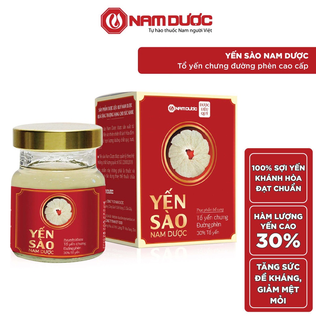 [COMBO 20 hũ] Yến sào Nam Dược 70ml tổ yến chưng đường phèn bồi bổ sức khỏe, tăng sức đề kháng, giảm mệt mỏi