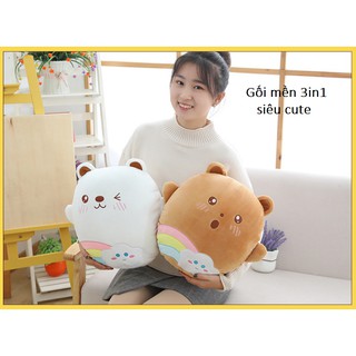 GỐI MỀN Mây  3in1 siêu cute, nỉ nhung siêu mịn, bộ chăn gối văn phòng, gấu bông kèm mền quà tặng sinh nhật 8/3 20/10