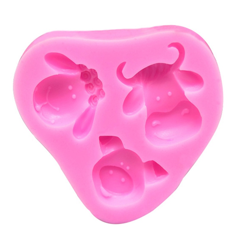 Khuôn Làm Bánh Bằng Silicone Hình Đầu Chú Heo / Cừu / Heo 3D Tiện Lợi Dành Cho Nhà Bếp