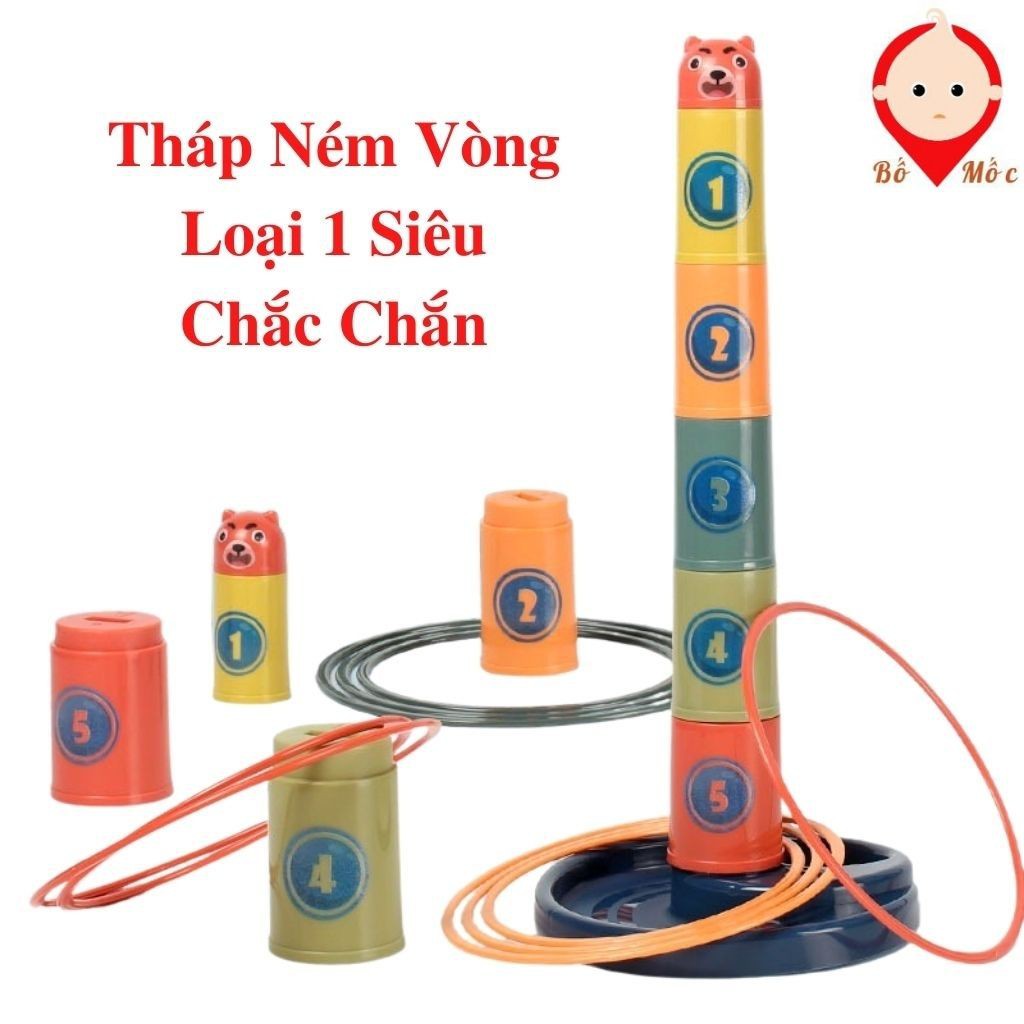 Bộ Đồ Chơi Tháp Ném Vòng Rèn Luyện Vận Động Và Học Chữ Số Cho Bé - Shop Bố Mốc