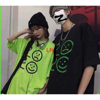  áo thun sadboiz sadboy sadboivibes sadboizaintcry tay lỡ unisex nam nữ 2 icoin mặt khóc va cười in xanh 