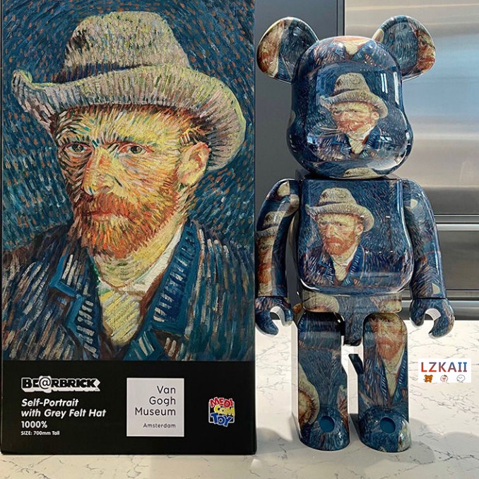 Mô hình nhân vật Bearbrick × Van gogh 400% 28 cm vui nhộn chất lượng cao