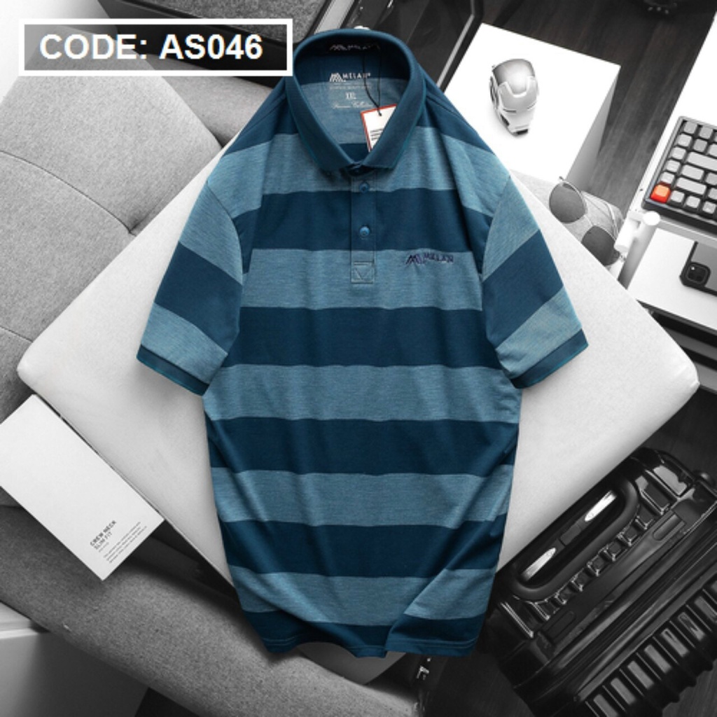 Áo thun nam trung niên sọc ngang cao cấp  -Chất liệu cotton cá sấu cao cấp - Form suông thoải mái