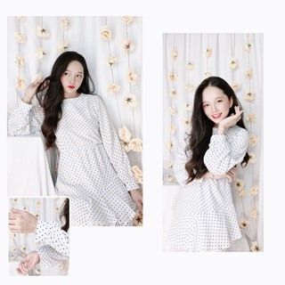 Đầm vạt xéo bèo bi xanh