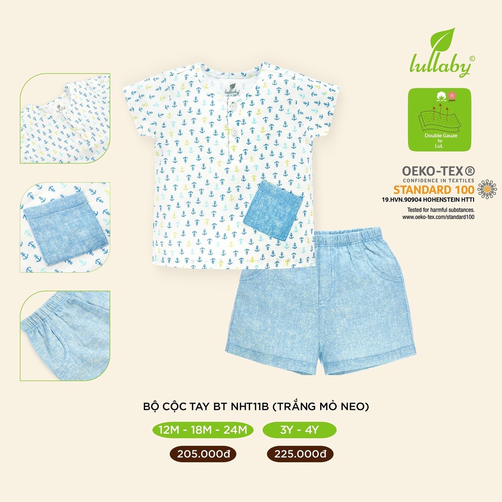 [CHÍNH HÃNG] Bộ cộc tay bé trai NHT11B xô Nhật Lullaby