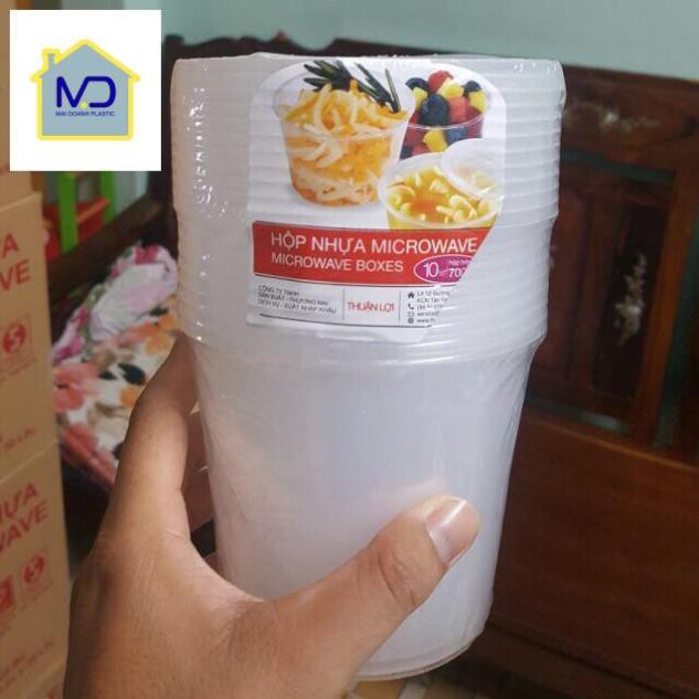 (hot) Hộp nhựa tròn Thuận Lợi 700ml có nắp đậy. Hàng Sài Gòn (chính hãng microwave)