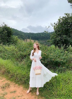ĐẦM MAXI CỔ V BO EO (KÈM HÌNH THẬT)