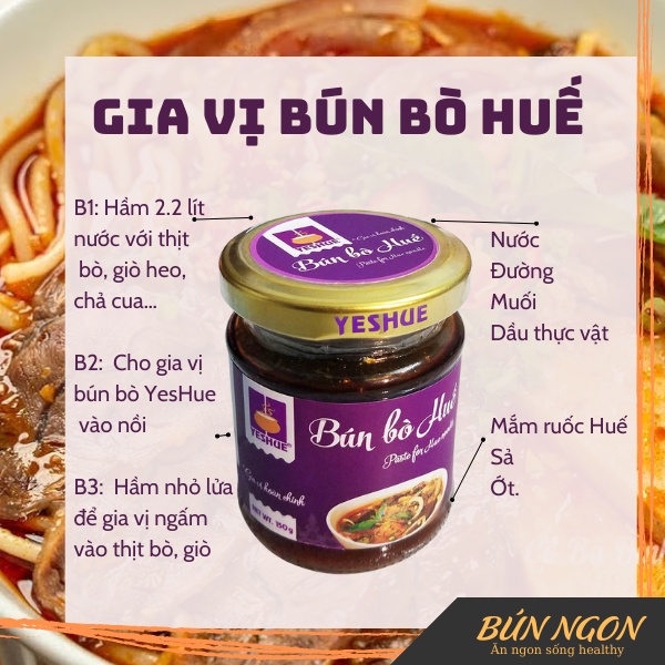 Gia Vị Nấu Bún Bò Huế - Phở - YesHue Chuẩn Vị Đậm Đặc Siêu Tiện Lợi Cho Căn Bếp Hiện Đại