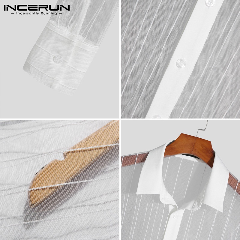 Bộ quần áo INCERUN thiết kế kiểu lưới xuyên thấu thời trang dành cho nam