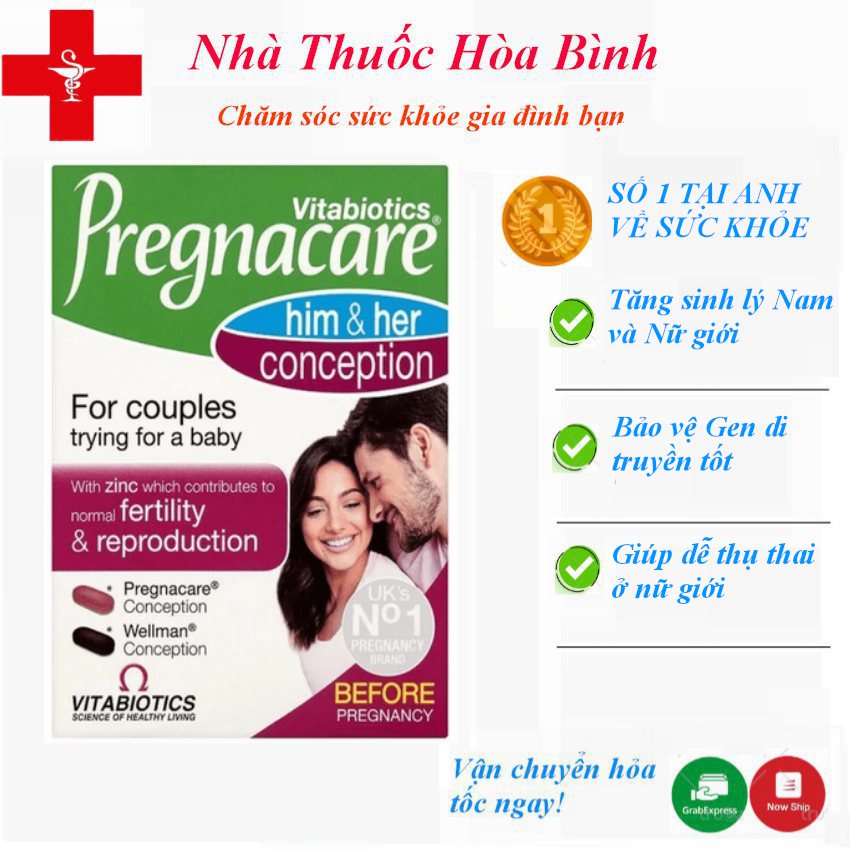 Vitamin Thụ Thai Pregnacare Him and Her Conception Tăng Khả Năng Thụ Thai Cho Cặp Vợ Chông-Hàng Date Mới