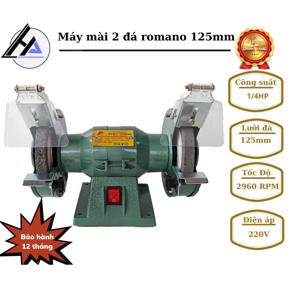 Máy Mài 2 Đá Romano thương hiệu ITALIA Dùng Dây Đồng 100% Bảo Hành 18 Tháng...