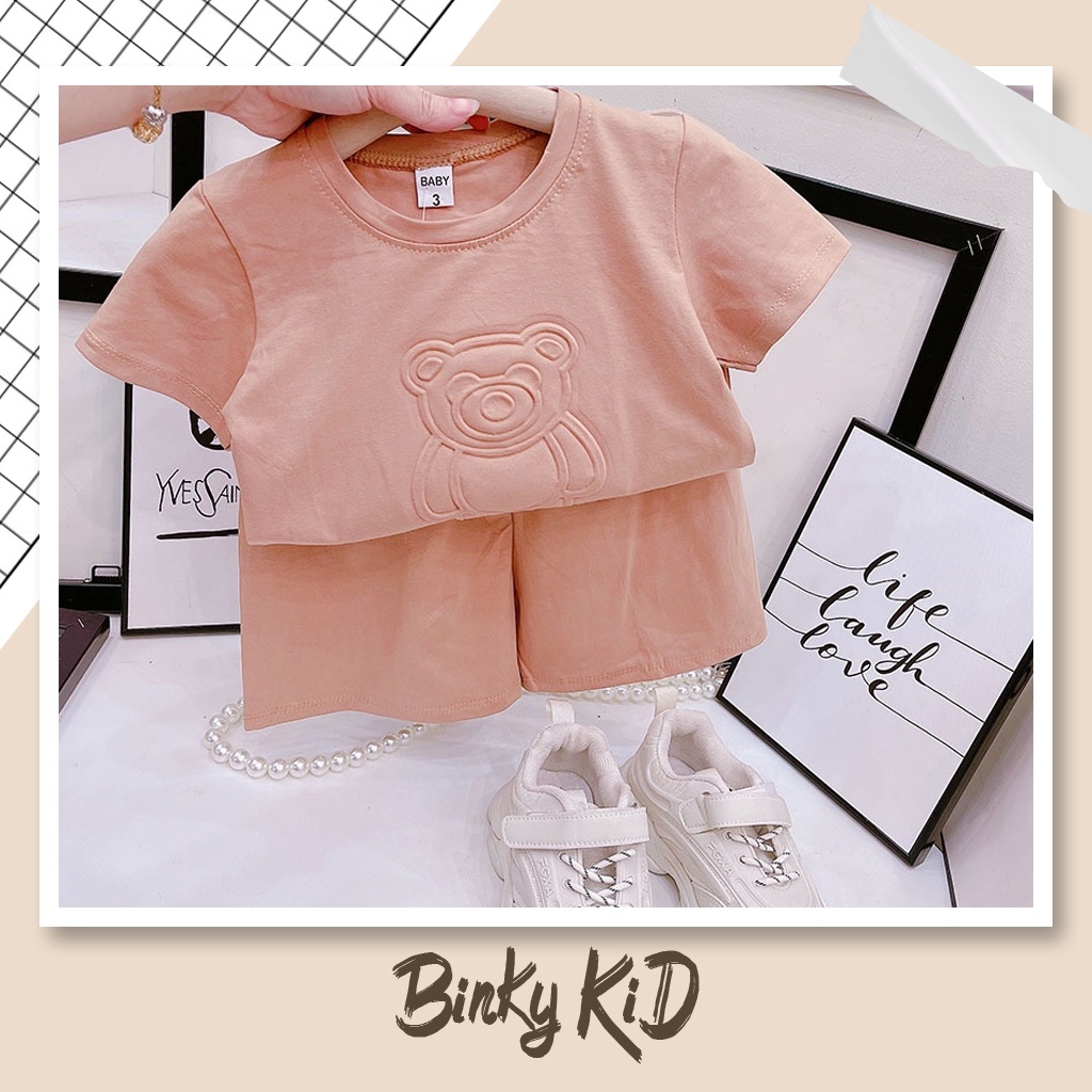 Bộ quần áo cho bé in gấu dập nổi chất liệu cotton xịn xò size 7-9kg ct61