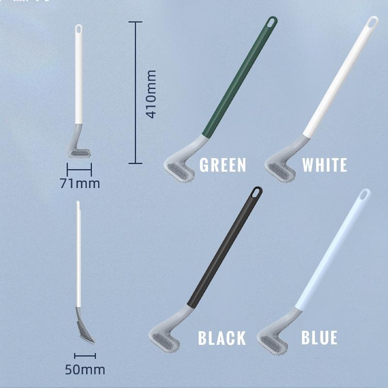1 Bàn Chải Vệ Sinh Toilet Bằng Silicone Cán Dài Linh Hoạt Tiện Dụng