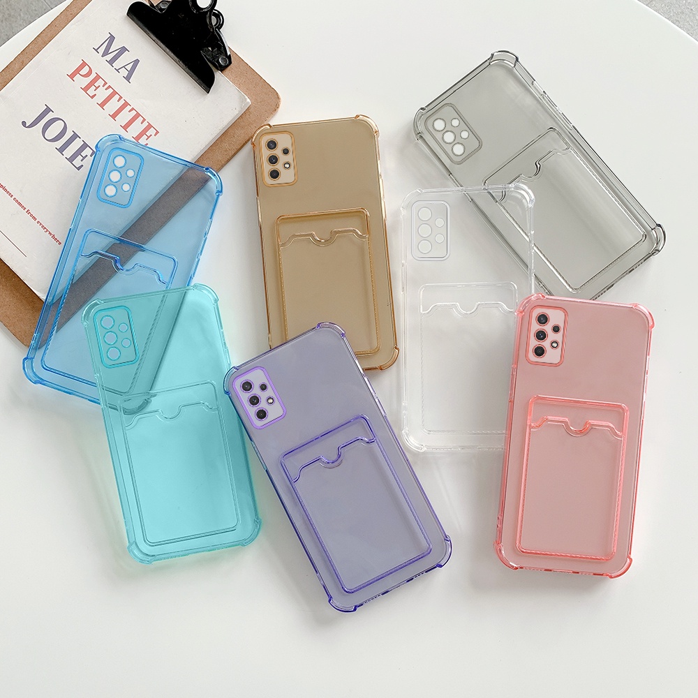 Ốp lưng silicon trong suốt chống sốc hình ví có ngăn đựng thẻ bảo vệ cho Samsung Galaxy A32 A42 A52 A72 5G 4G