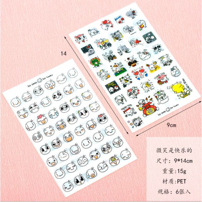 Sticker cute dán sổ, mỹ bảo hiểm, móng tay, laptop trong suốt không thấm nước tiện dụng