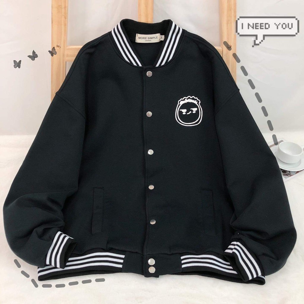 Áo Khoác BOMBER FACE Tay Dài Form Rộng Ulzzang Unisex (Ảnh Thật)