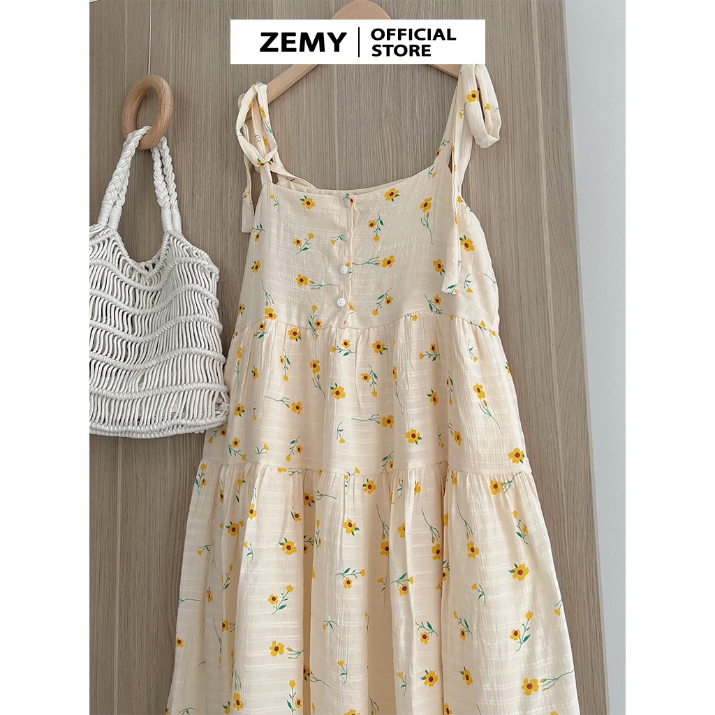 Váy 2 dây hoa nhí dáng dài đầm hai dây babydoll maxi đi biển vintage