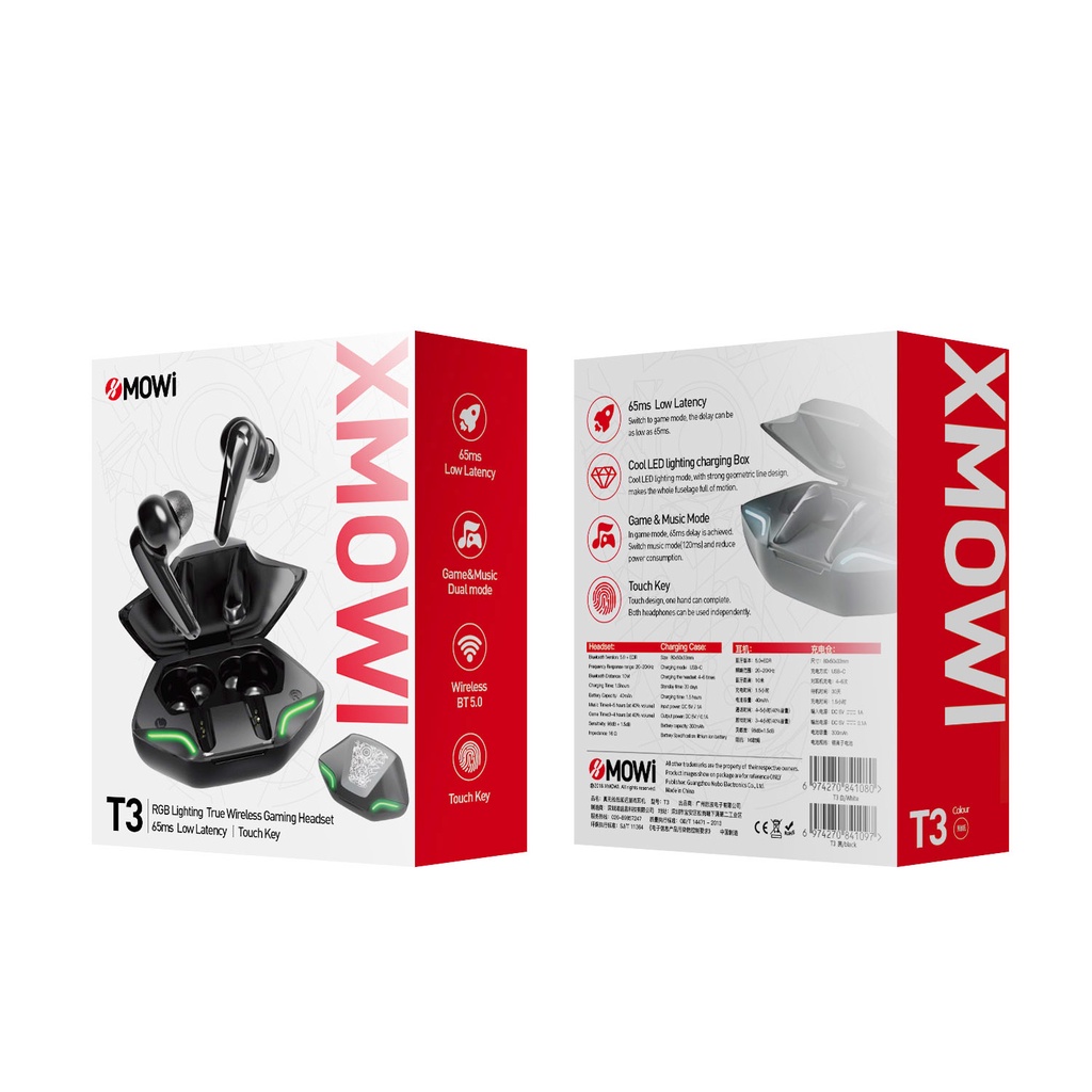 Tai nghe chơi game không dây Plextone Xmowi T3 có micro độ trễ 65mms và đế sạc