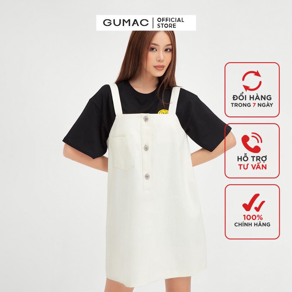 [Mã WABRGUM giảm 10% tối đa 30K đơn 99K] Yếm nữ phối nút GUMAC phong cách Hàn Quốc DB539 [không kèm áo thun