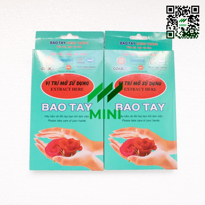 [1 Hộp/100 chiếc] Găng tay nylon dùng 1 lần