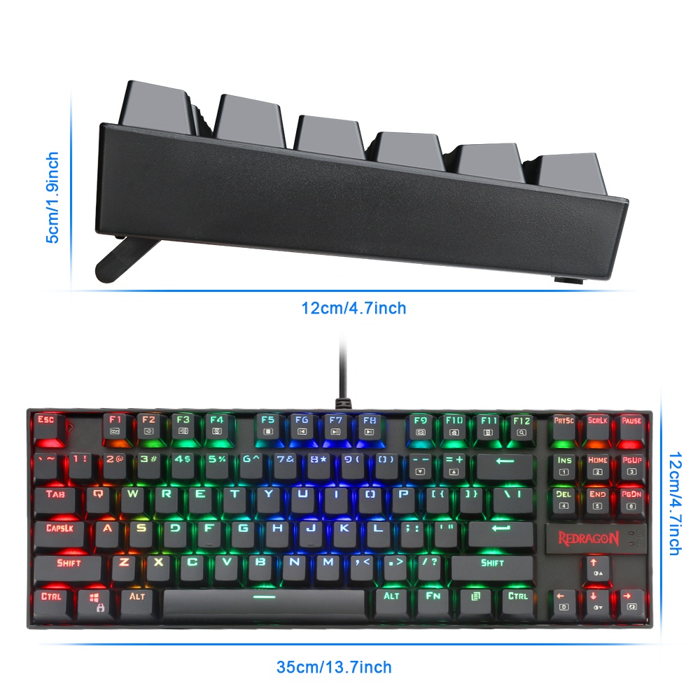 Bàn phím cơ chơi game Redragon K552 87 phím bằng nhôm có đèn LED
