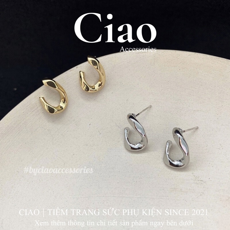 [HOẢ TỐC 1H] Khuyên tai/ Bông tai mạ bạc S925 thiết kế hoạ tiết trendy Ciara Ciao