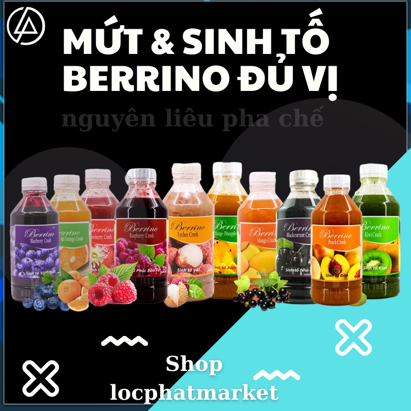 𝐌𝐮̛́𝐭 𝐒𝐢𝐧𝐡 𝐓𝐨̂́ BERRINO đủ hương vị Việt quất,Xoài,Dâu,Đào,Chanh..chai 1 lít sản phẩm chế biến từ nhiều loại trái cây
