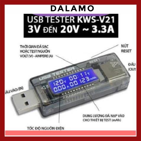 Thiết bị test pin sạc, củ sạc, đo dòng điện, check dung lượng pin KWS-V21 DALAMO