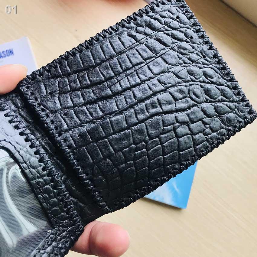 Bóp Ví Nam Da Bò 100% Vân Cá Sấu Kiểu Ngang (Màu đen, nâu đất) - bò, nam, cầm tay, thật, thật Tonoto Leather