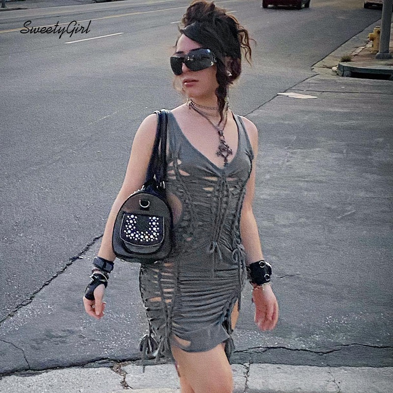 Đầm Mini Cổ Tròn Không Tay Eo Thấp Màu Trơn Thời Trang 2022 Gợi Cảm Cho Nữ