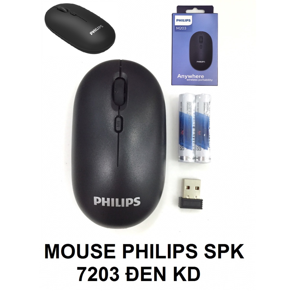 CHUỘT VI TÍNH PHILIPS SPK 7203 ĐEN (KD) (M203)