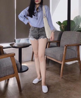 Áo sơ mi oversize sọc xanh