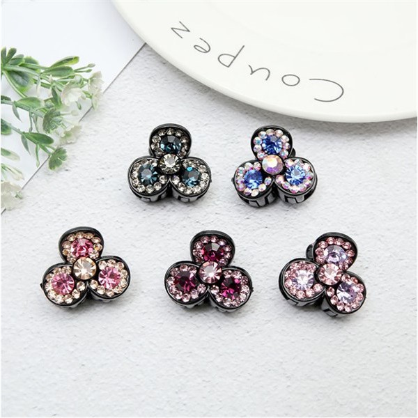 Kẹp Càng Cua Nhí Đính Đá Cao Cấp Mẫu Hoa Ba Cánh Korea Style Sweet Girl Headwear Simple Rhinstone Small Hair Claws Women