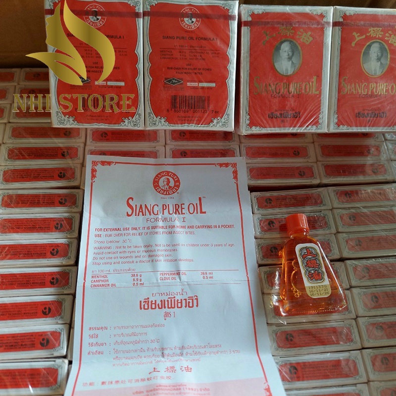 Dầu nóng đỏ SIANG Pure Oil Fomula thái lan giảm đau đầu bong gân bầm tím chóng mặt đau khớp nhức mỏi 3-7-25cc chữ vàng