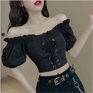 [Mã Fashion10 Giảm 10K đơn 50K] Áo Cro-top nữ đan dây cá tính