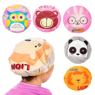 Cartoon Animal Waterproof Shower Bath Hair Cap Resuable Lace Elastic Women Children Protective Cap