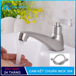 Vòi nước xả lạnh vòi rửa mặt cắm chậu inox 304 nguyên khối cao cấp mã QH-DL021- Bảo hành 2 năm trên toàn quốc