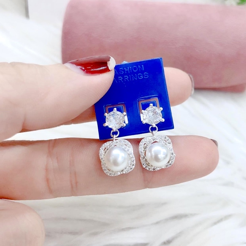 Bông tai nữ Bạc ta sáng bóng , sang chảnh - Vàng bạc Khải Khải