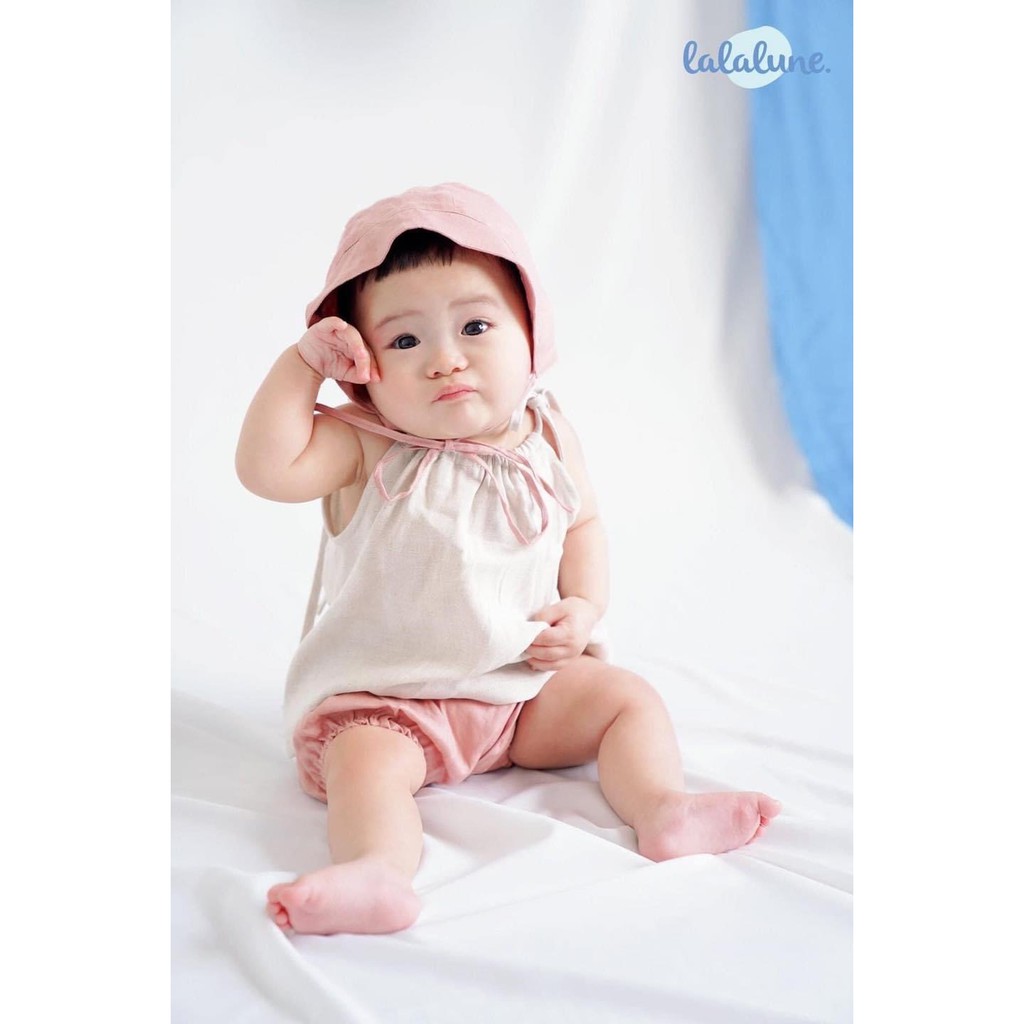 Set áo dây và quần linen hồng strawberry lalalune cho bé từ 6-24 tháng