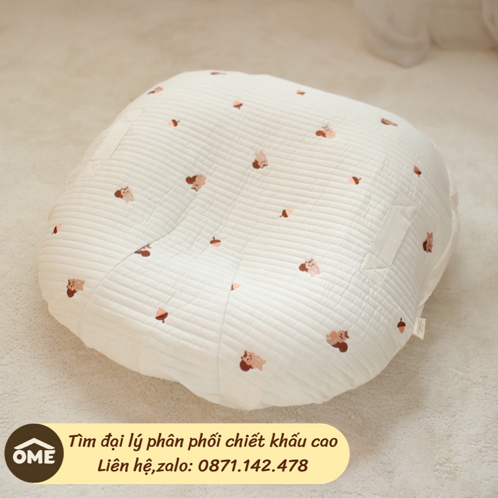 Gối chống trào nhỏ vải cotton Hàn chần bông kt 75x75cm chính hãng OME x Sishi