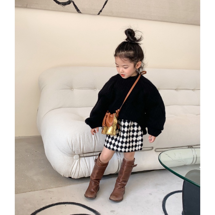 Chân váy chữ A họa tiết ca rô cho bé CV659