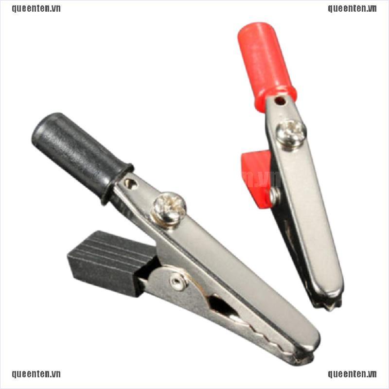 2Pcs Red Black Alligator Clip Clamp to 4mm Banana Female Jack Test Adapter 55mm QUVN