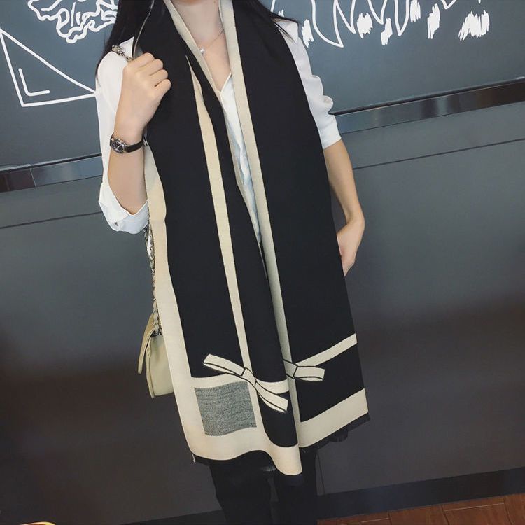 Khăn Choàng Cổ Hai Mặt 190 * 65CM Bằng Lông Cashmere Nhân Tạo Dày Dặn Ấm Áp Đa Năng